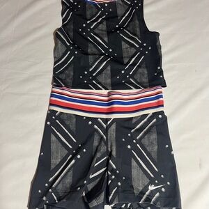 Nike Pro Black and Striped Athletic Wear Set